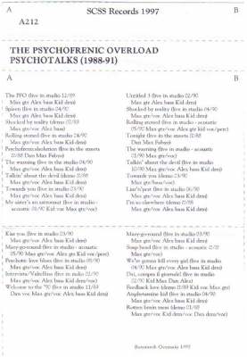 the psychofrenic overload: psychotalks 1988-91 1991